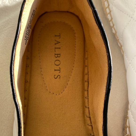 Talbots Quilted Leather Espadrille Flats | Size 9 | Black & White Slip-On - Picture 2 of 9